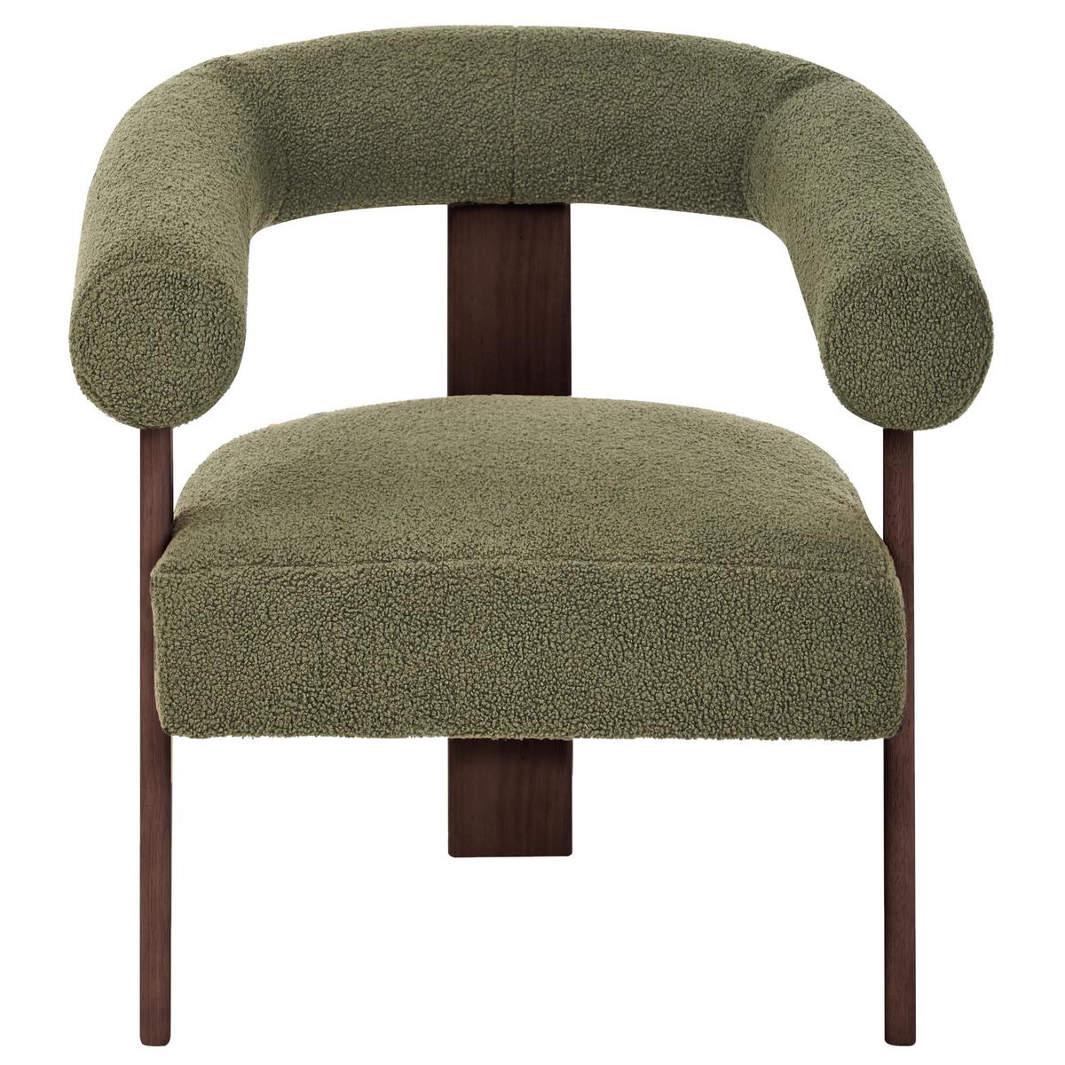SESSEL Bouclé Grün/Dunkelbraun Ilbro - Braun/Grün, Textil (77/76/68cm) - Beliani