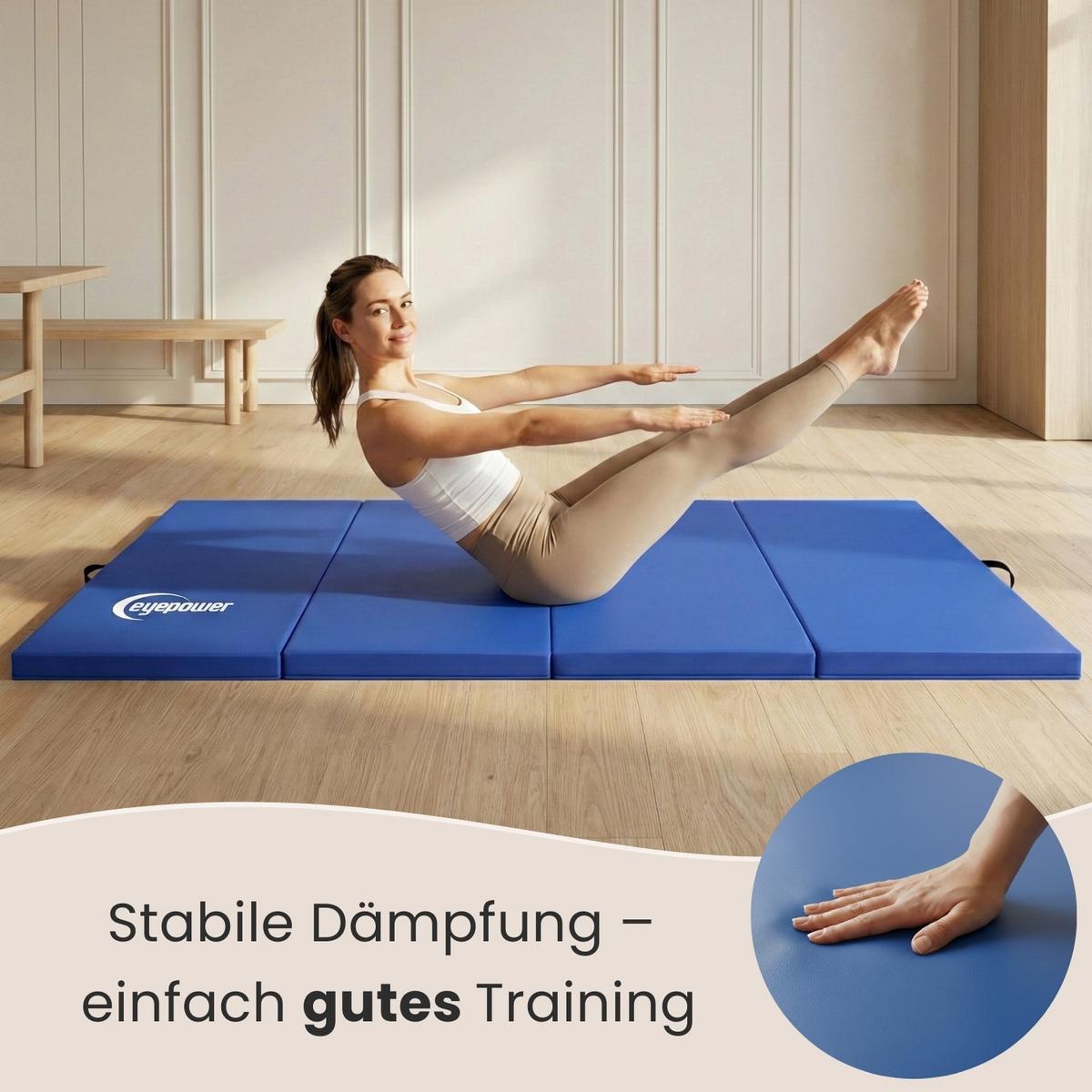 GYMNASTIKMATTE zum Wenden - 180/60/5 cm Faltbare Turnmatte - Blau, Kunststoff (60/180cm) - eyepower