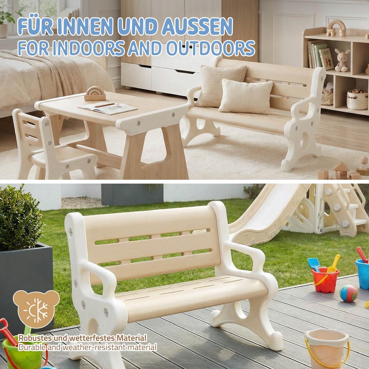 KINDERSITZBANK aus Kunststoff Braun-Weiß 81,5x59,5x48 cm - Braun/Weiß, Kunststoff (81.5/59.5/48cm) - Joyz