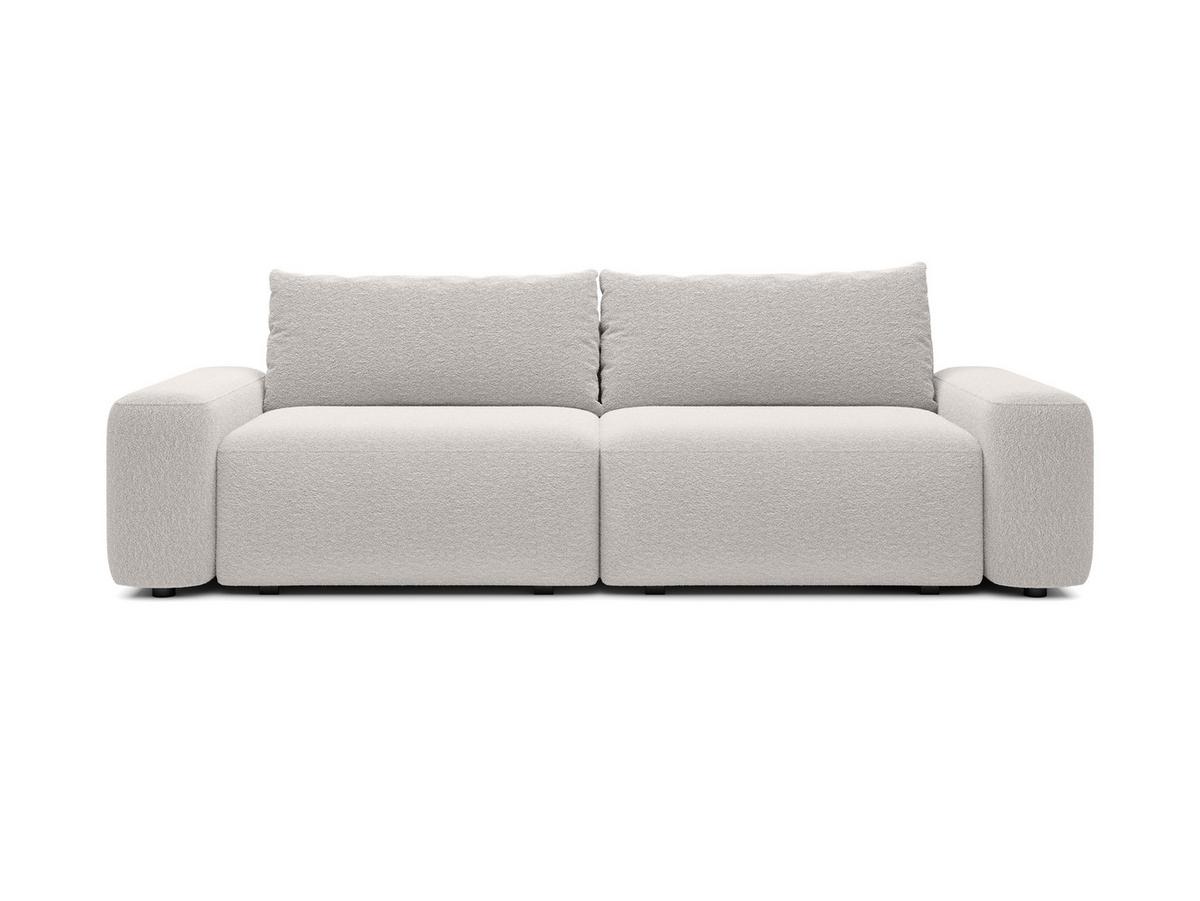 BETTSOFA RUOTA Grau Bucle-Stoff mit Schlaffunktion - Grau, Textil (105/87/257cm) - MASSENO