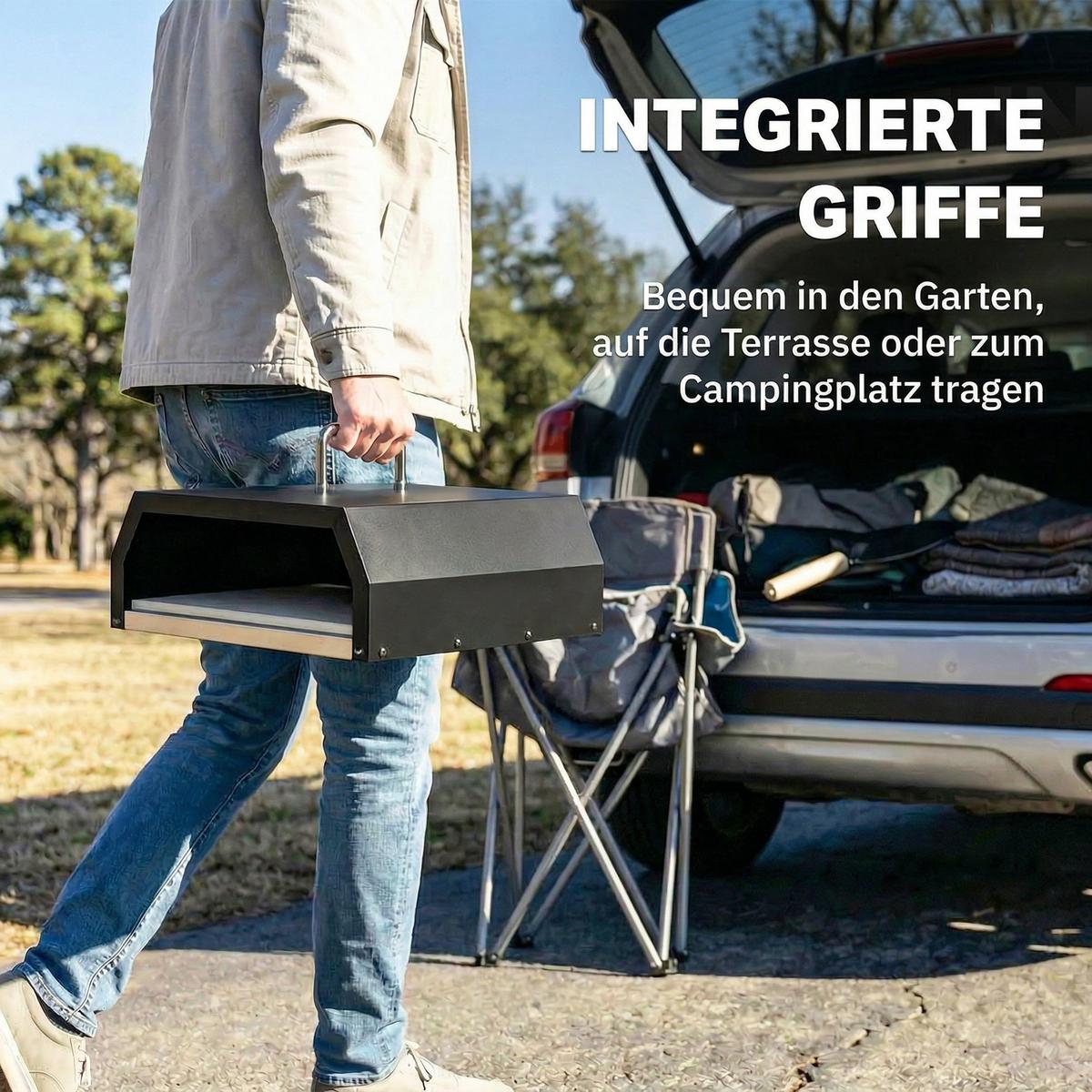 PIZZAOFEN aus Metall & Edelstahl Schwarz - Schwarz, Metall (37.5/53.5/40cm) - Outsunny