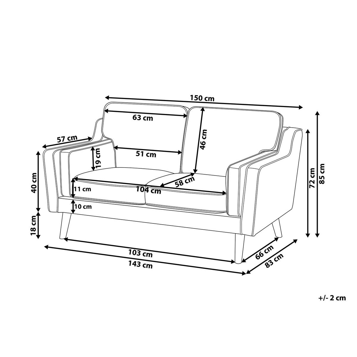 2-SITZER-SOFA cremeweiß Lokka - Hellbraun/Weiß, Textil (150/85/83cm) - Beliani