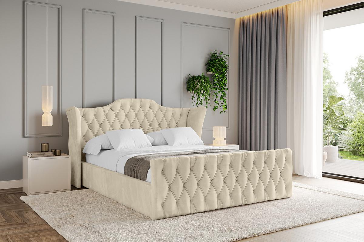 POLSTERBETT mit Bettkasten, Fußteil und Lattenrost, Boxbett mit Matratze H3/H4 - ZORAN-Z 120x200 Beige - Ecru, Holzwerkstoff/Textil (120/200cm) - ALTDECOR