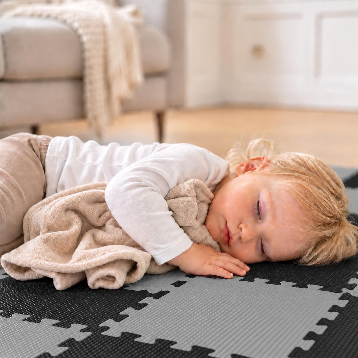 SPIELMATTE ab Null - 180/90 cm Puzzlematte Schwarz - Multicolor, Kunststoff (30/30cm) - Littletom