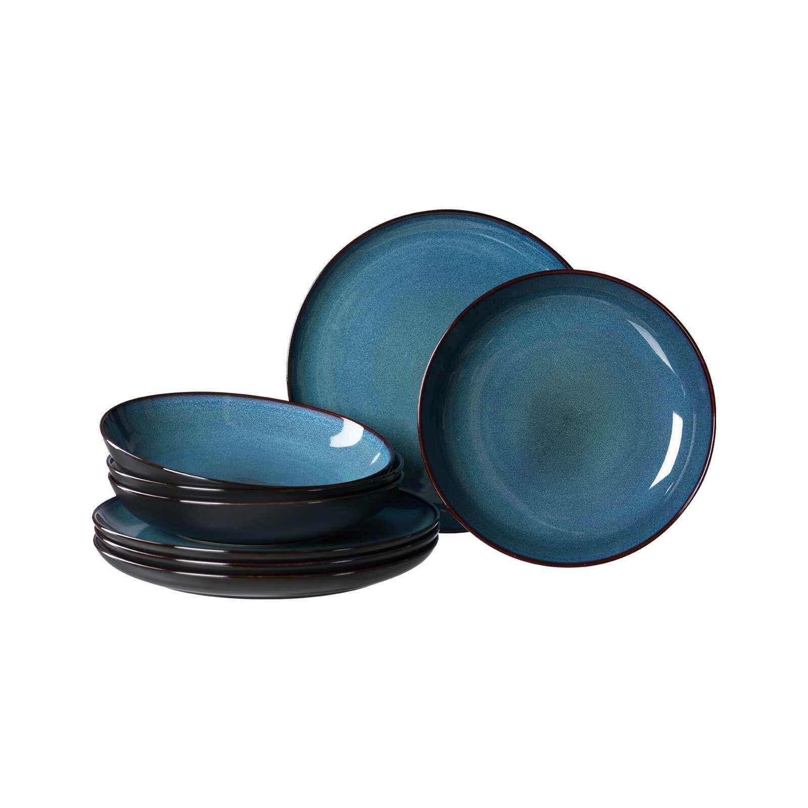 TAFELSERVICE Bali blau 8-tlg. - Blau, Keramik (2/2/2cm) - Ritzenhoff Breker
