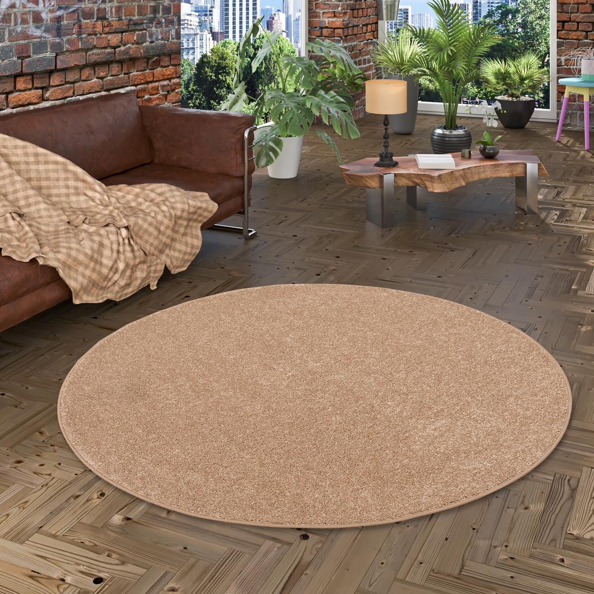 HOCHFLOR VELOURS TEPPICH COTTAGE RUND - Naturfarben, Textil (160/160cm) - Snapstyle