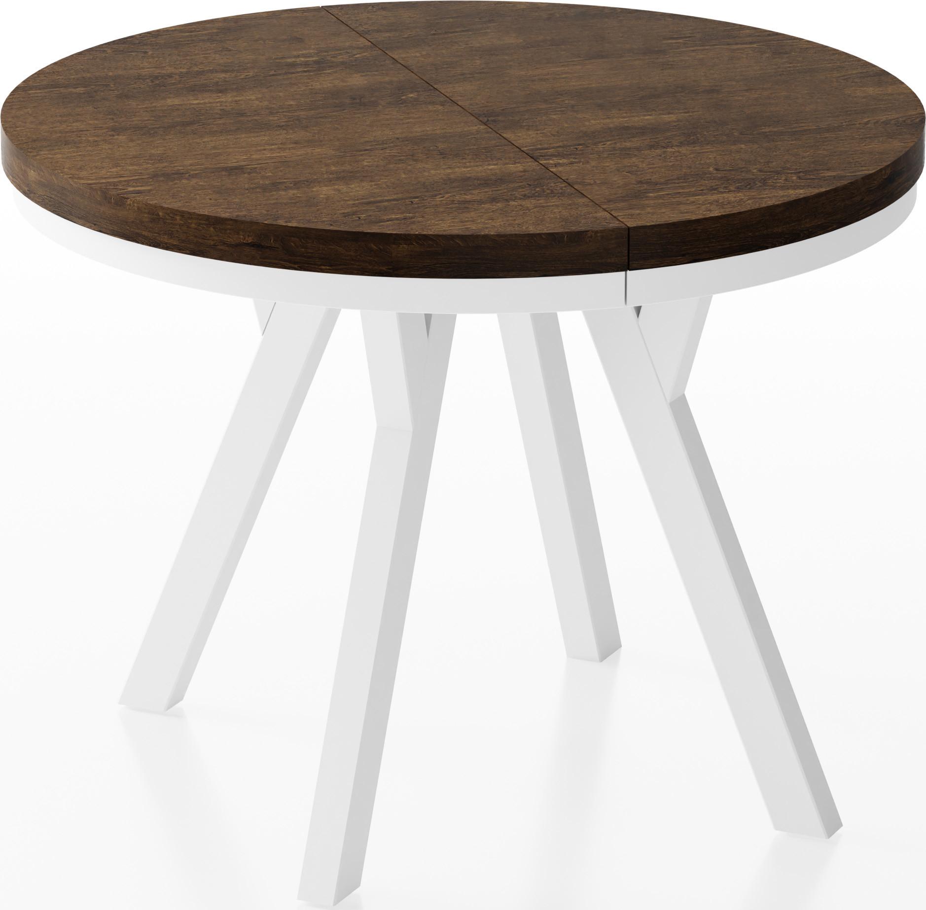 ESSTISCH Lume Weiß runder ausziehbarer, Lefkas Eiche 90-170/90/76 cm - Alteiche/Weiß, Holz/Holzwerkstoff (90/170/76cm) - WFL GROUP