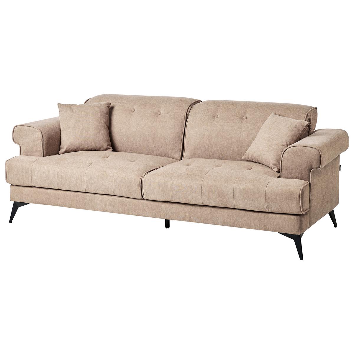 SOFA-SET 5-Sitzer Stoff Hellbraun Skive - Hellbraun/Schwarz, Textil (214/88/85cm) - Beliani