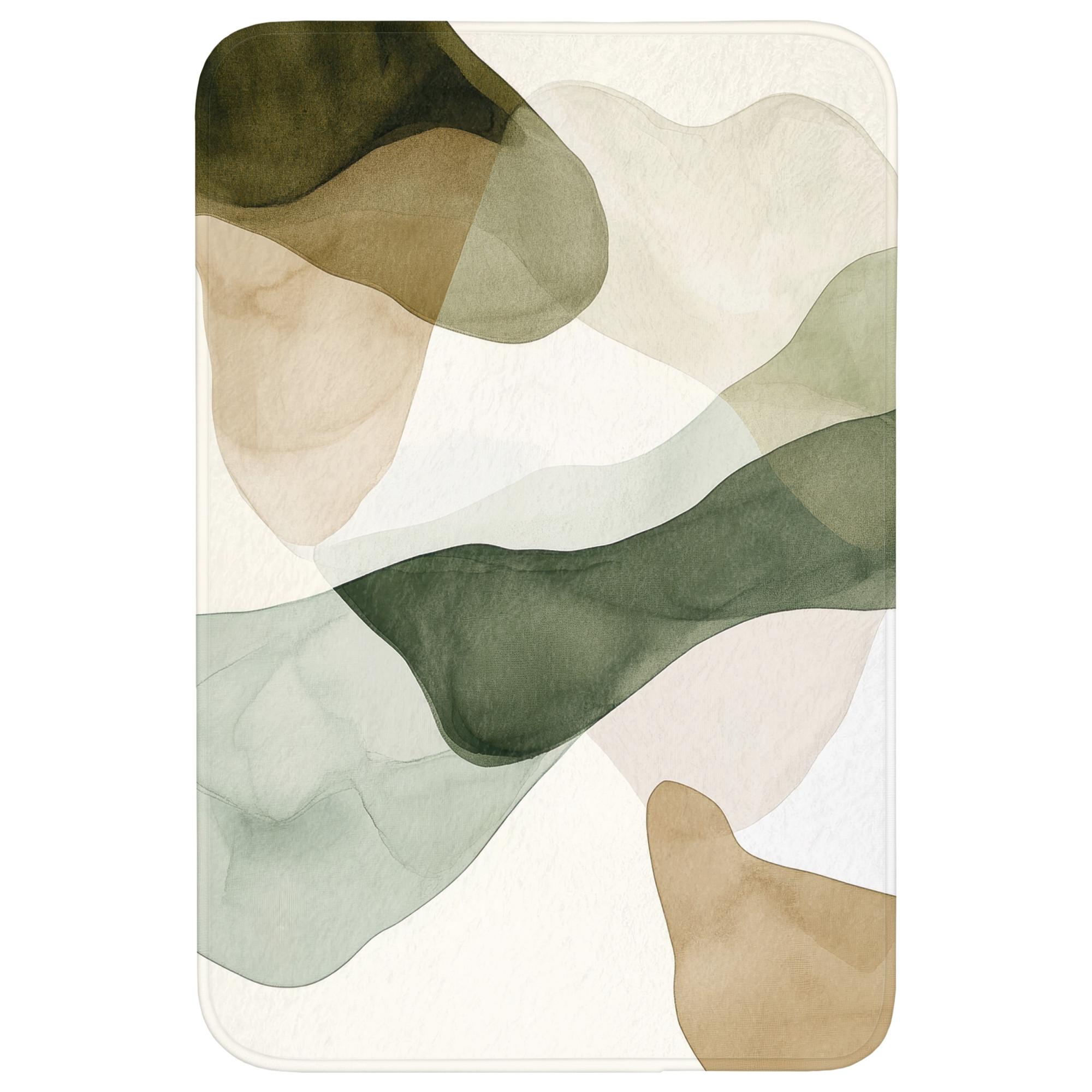 BADEMATTE Japandi - Abstrakt - Grün Rutschfest 60x90 cm - Grün, Textil (60/90cm) - OnlyWow