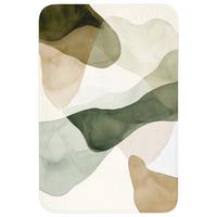 BADEMATTE Japandi - Abstrakt - Grün Rutschfest 60x90 cm - Grün, Textil (60/90cm) - OnlyWow