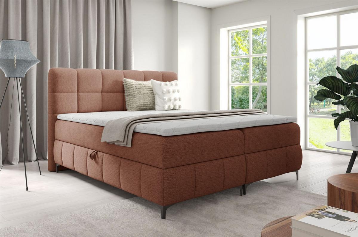 BOXBETT Sophie In Aragon - Rotbraun, Holzwerkstoff/Textil (180/200cm) - Fun Möbel