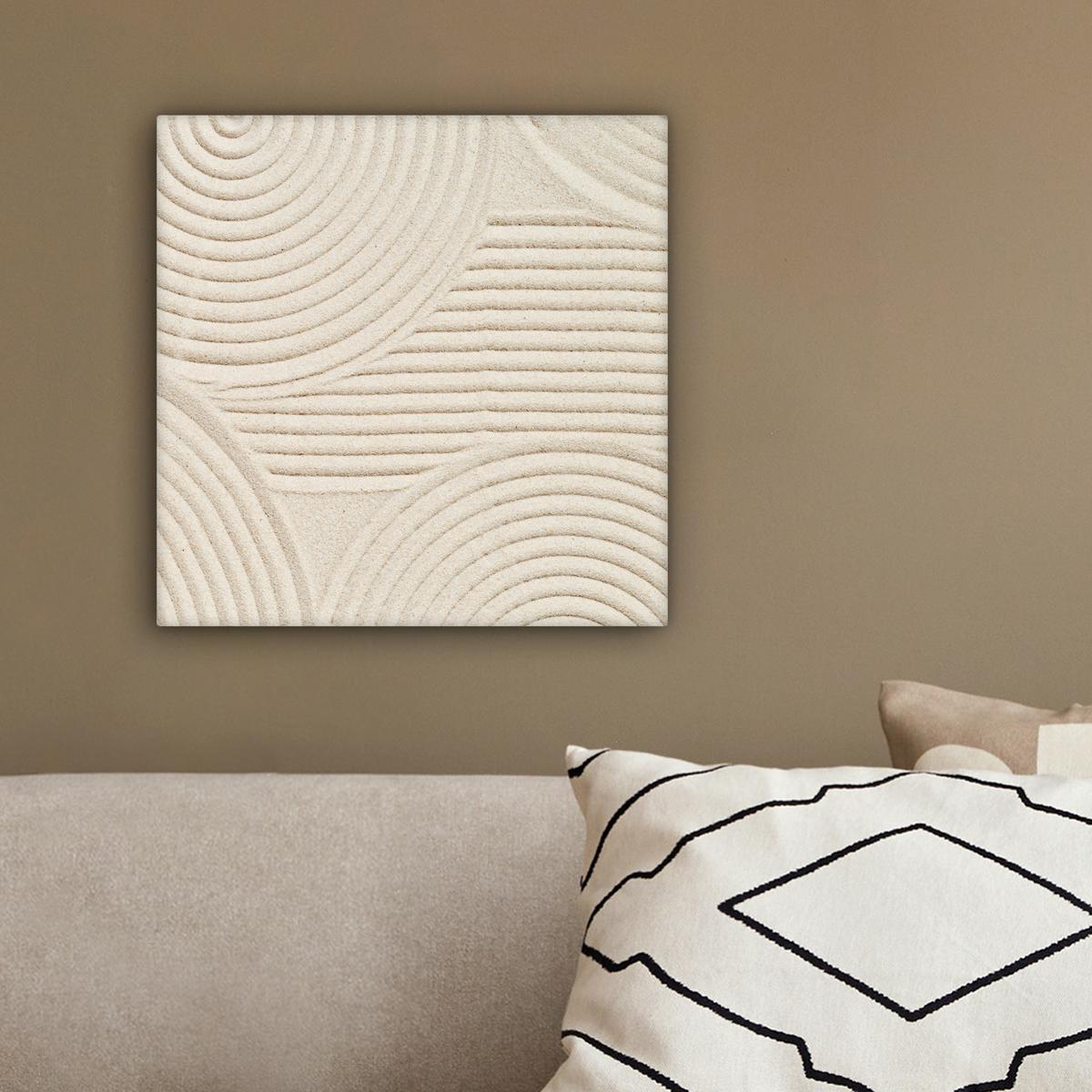 LEINWANDBILD Muster - Abstrakt - Weiß Deko Wohnzimmer 20x20 cm - Beige, Textil (20/20cm) - MuchoWow