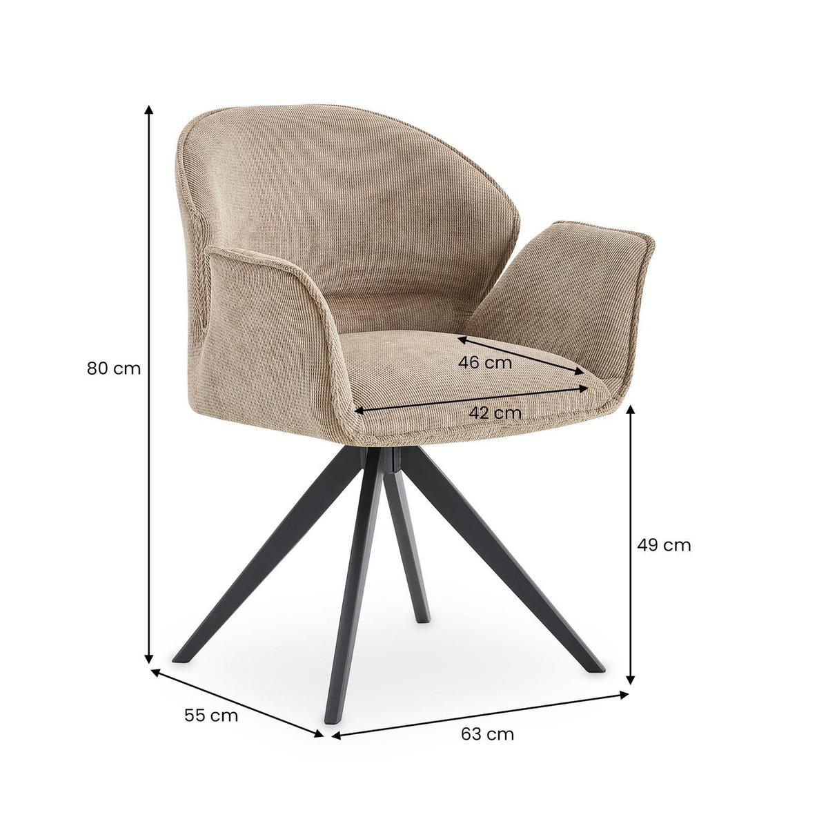 ESSZIMMERSTÜHLE GIRONA 2er-Set greige - Greige, Textil (63/80/55cm) - IDIMEX