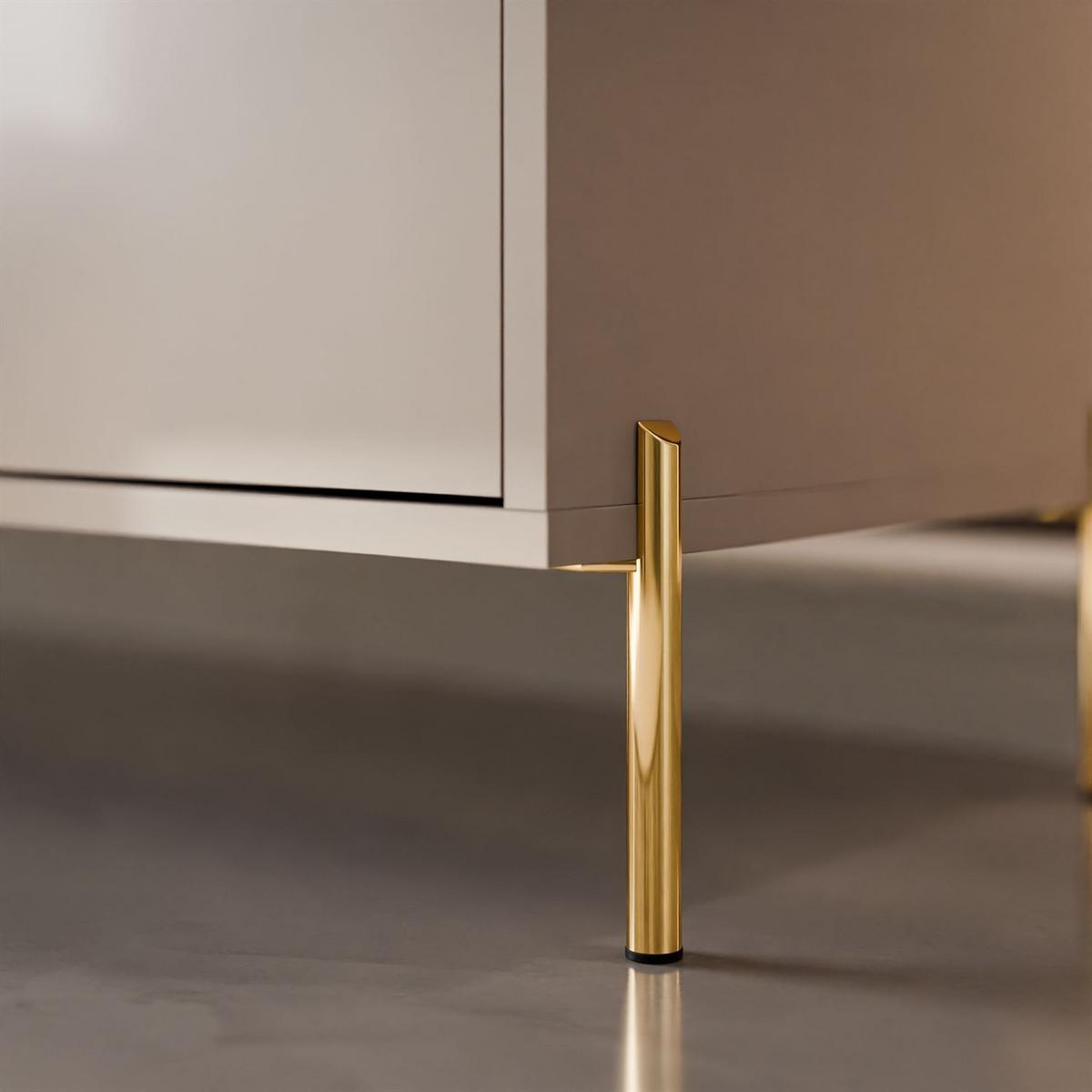 KOMMODE SANAYI Kaschmir Hochglanz – gerade goldene Beine - Kaschmir/Goldfarben, Holzwerkstoff (154/78/40cm) - Lookway