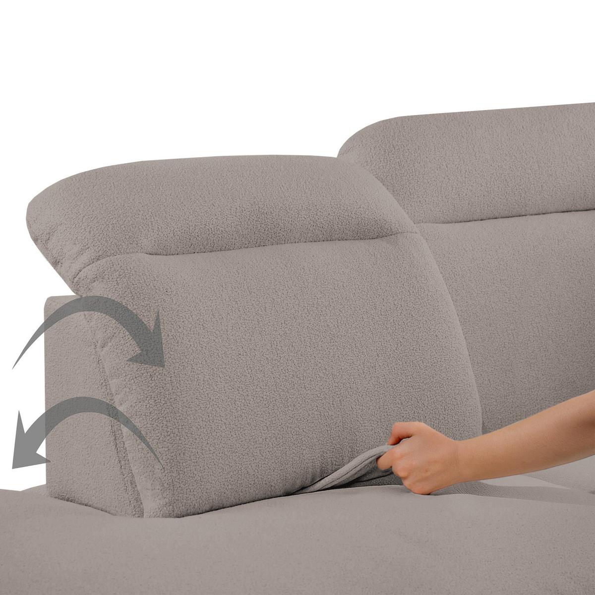 WOHNLANDSCHAFT Sora U mit Schlaffunktion und verstellbarer Sitztiefe, Kopfstützen und Armlehne, 365 cm, Hellbraun, Links - Hellbraun/Schwarz, Textil (365/107/235cm) - Beautysofa