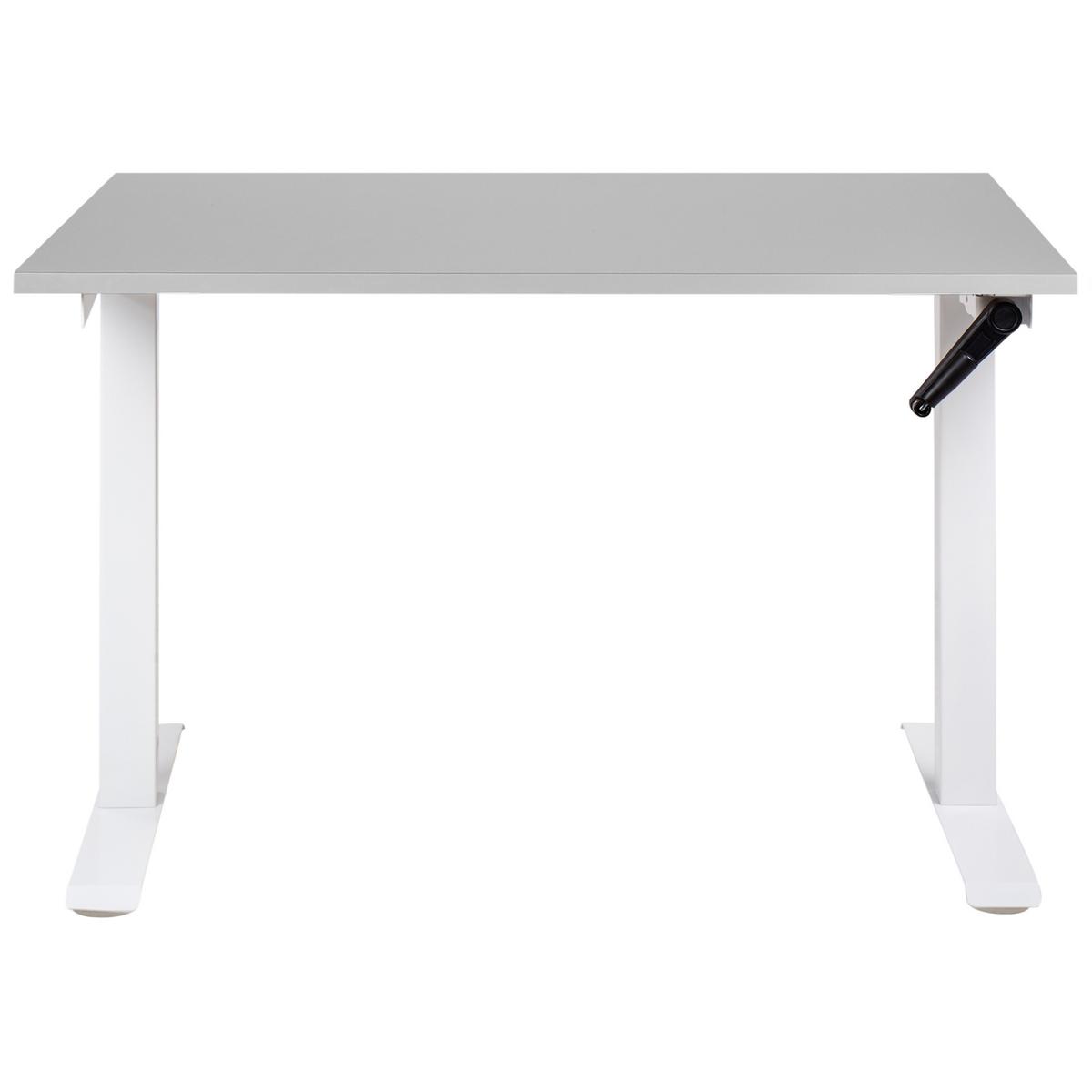 SCHREIBTISCH grauweiß 120/72 cm manuell höhenverstellbar Destin III - Weiß/Grau, Holz (100/53/74cm) - Beliani