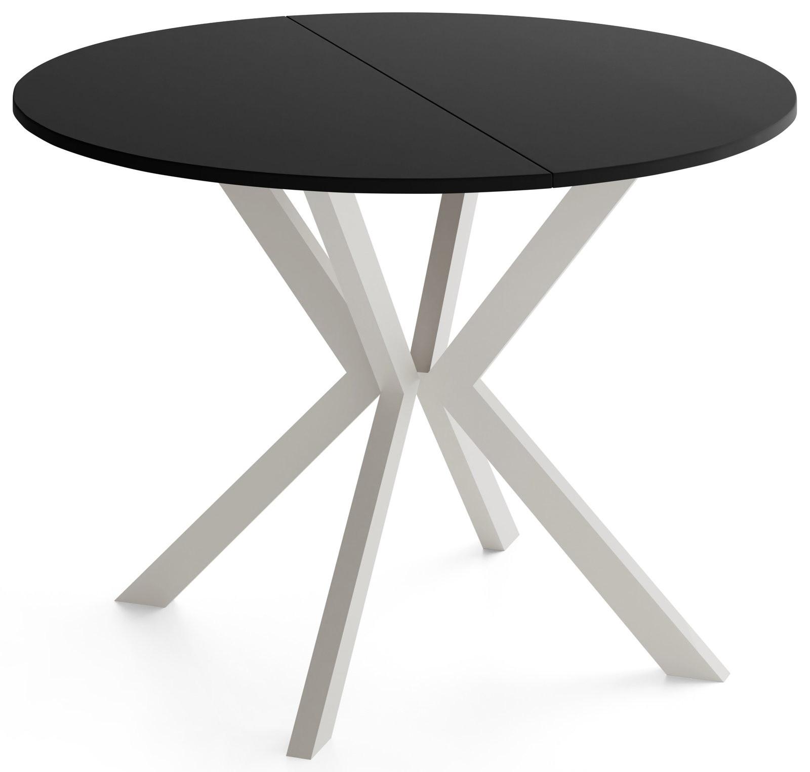 ESSTISCH Valio rund oval ausziehbar verlängerbar mit Metallbeinen in Kaschmir Grau, Schwarz 90-130/90/76 cm - Kaschmir/Beige, Holzwerkstoff/Metall (90/130/76cm) - WFL GROUP