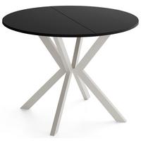 ESSTISCH Valio rund oval ausziehbar verlängerbar mit Metallbeinen in Kaschmir Grau, Schwarz 100-140/100/76 cm - Kaschmir/Beige, Holzwerkstoff/Metall (100/140/76cm) - WFL GROUP