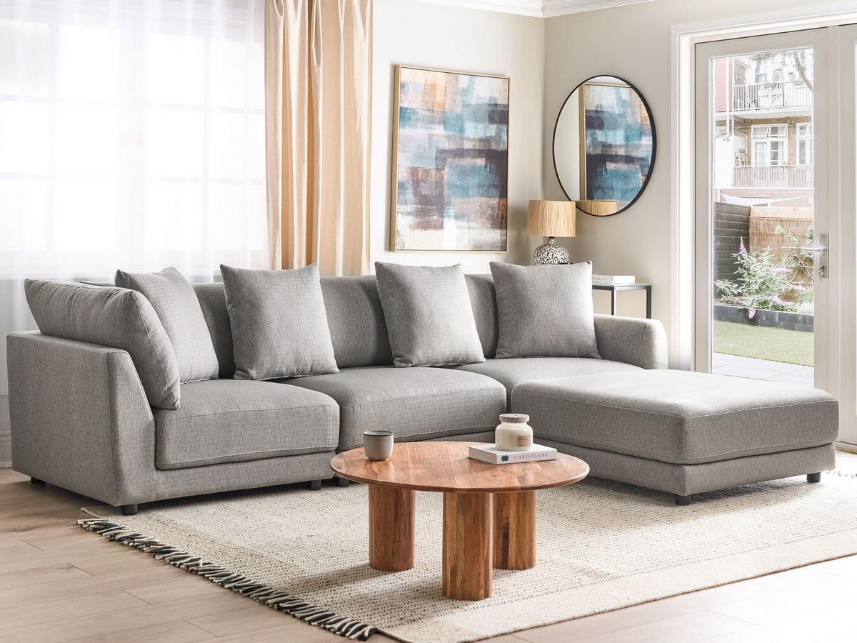 3-SITZER-SOFA hellgrau Sigtuna - Grau, Textil (300/86/102cm) - Beliani