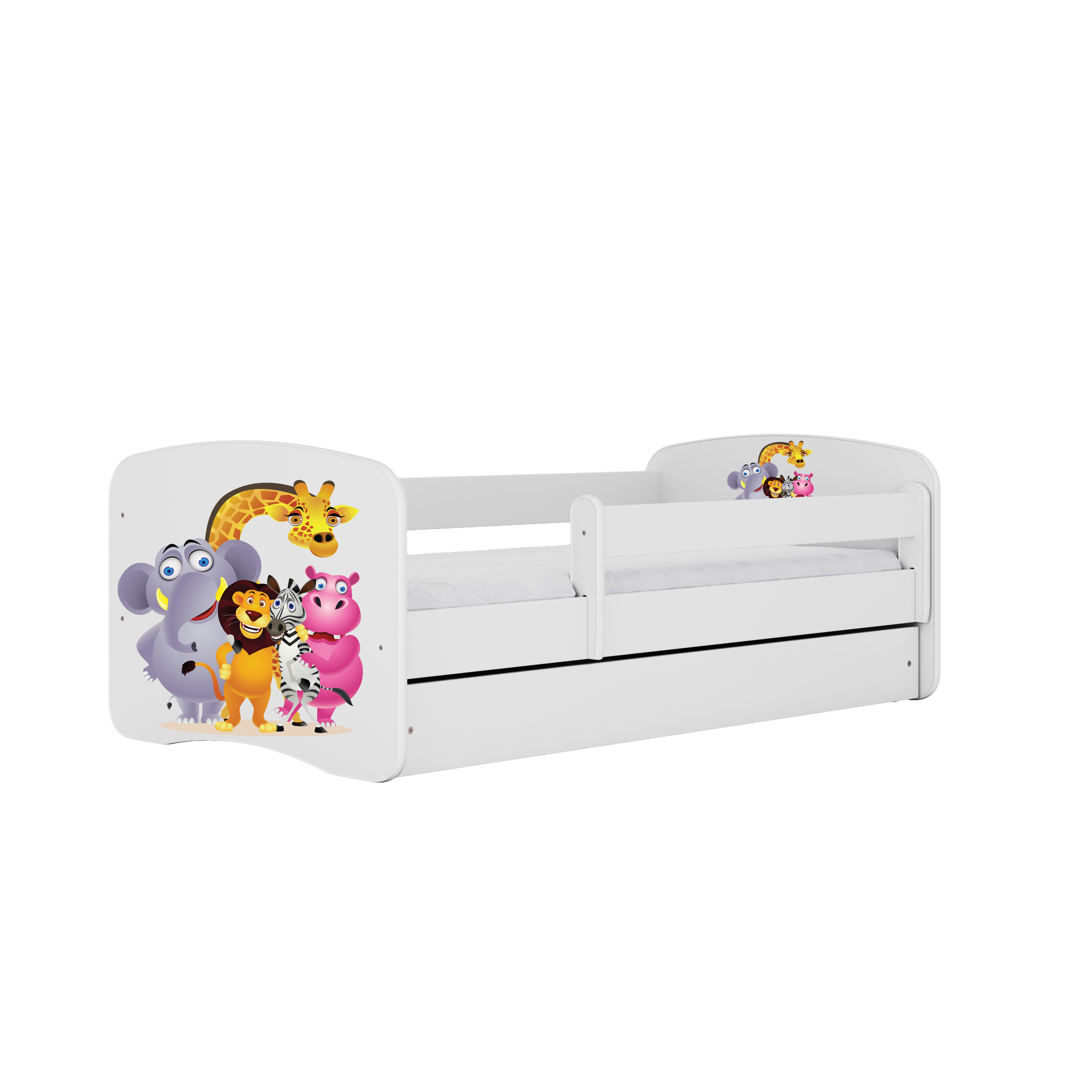 KINDERBETT ZOO mit Schublade und Matratze 140/70 - Weiß, Holzwerkstoff (70/140cm) - RAUMHIRSCH FURNITURE