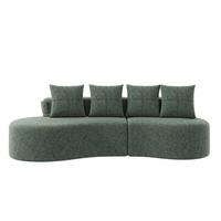3-SITZER SOFA leinenstoff farbwahl mit getränkehalter & seitentaschen - Grün, Textil (240/63/109cm) - Urban Meuble