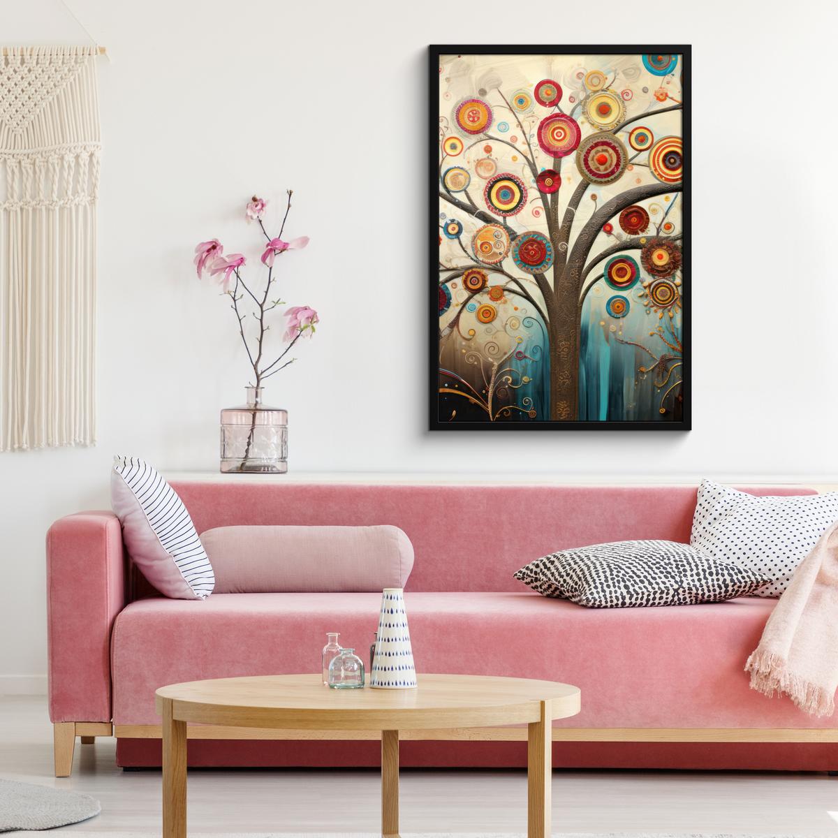 POSTER MIT RAHMENGERAHMTES BILD Baum - Baum des Lebens - Farbe 60x90 cm - Braun, Papier (60/90cm) - MuchoWow