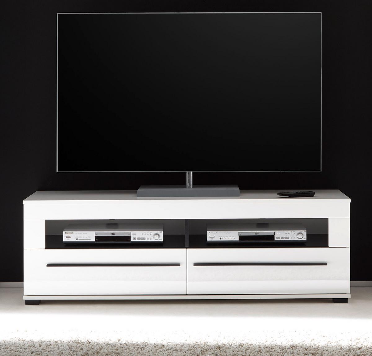 TV-LOWBOARD weiß Hochglanz, Flat-TV Unterschrank 140 x 47 cm mit Soft-Close - Weiß Hochglanz, Holzwerkstoff (140/47/42cm) - Furn.Design