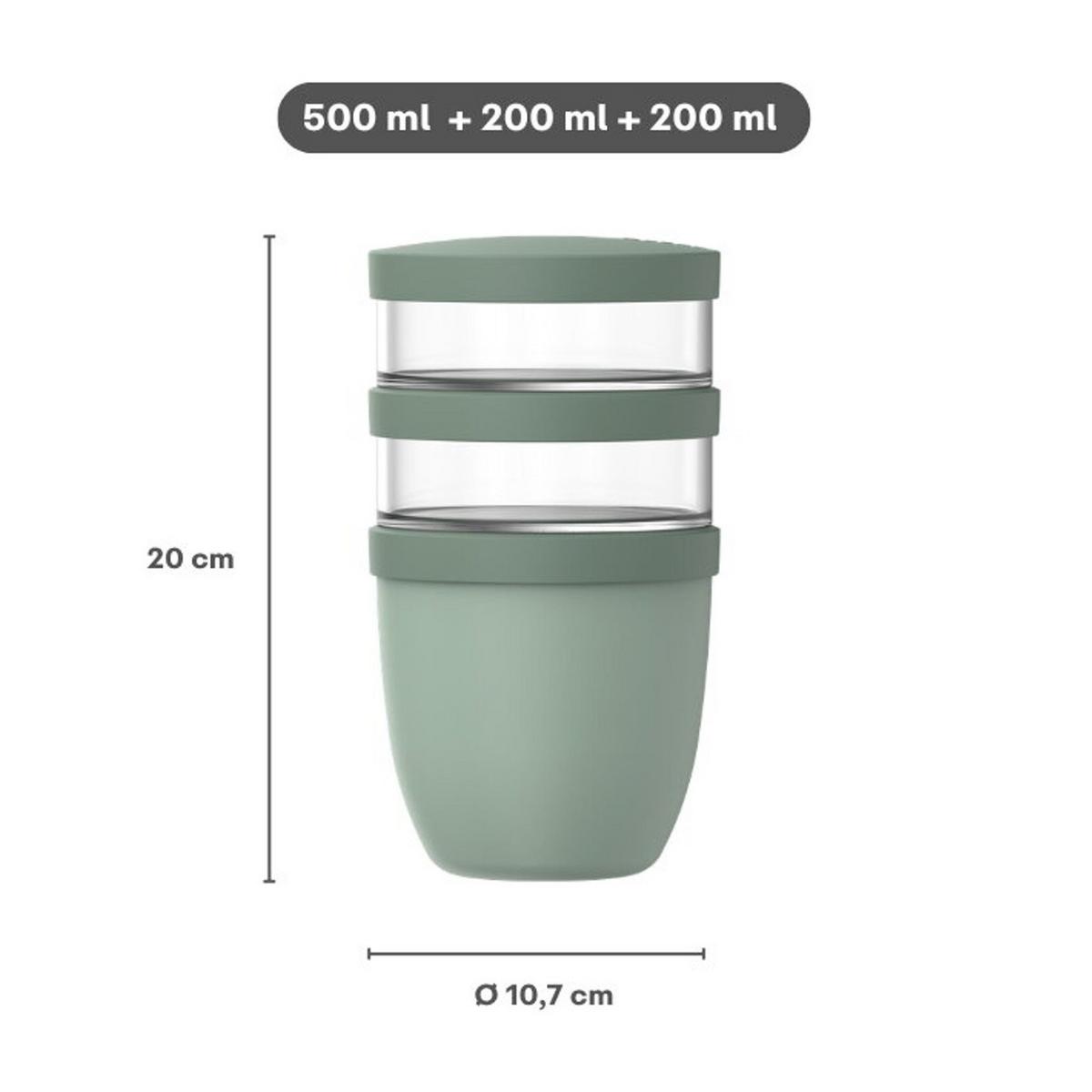 LUNCHPOT Ellipse Nordic Blue 500 ml + 2x 200 ml - Hellblau, Kunststoff (10.7/20/10.7cm) - Mepal