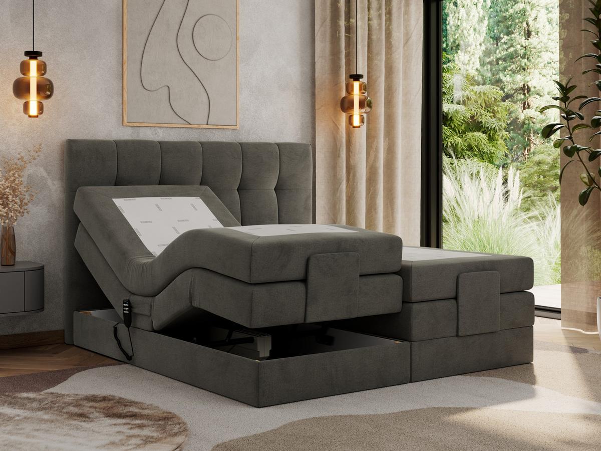 BOXBETT VITTORIA 200/200 - Dunkelgrau Velvet - H3 - Dunkelgrau, Holz/Textil (200/200cm) - MKS