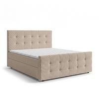 BOXBETT DEFNE 140x200 cm mit Fußteil und Matratze - Creme + TOPPER - Creme/Schwarz, Holz/Holzwerkstoff (140/200cm) - AX Living