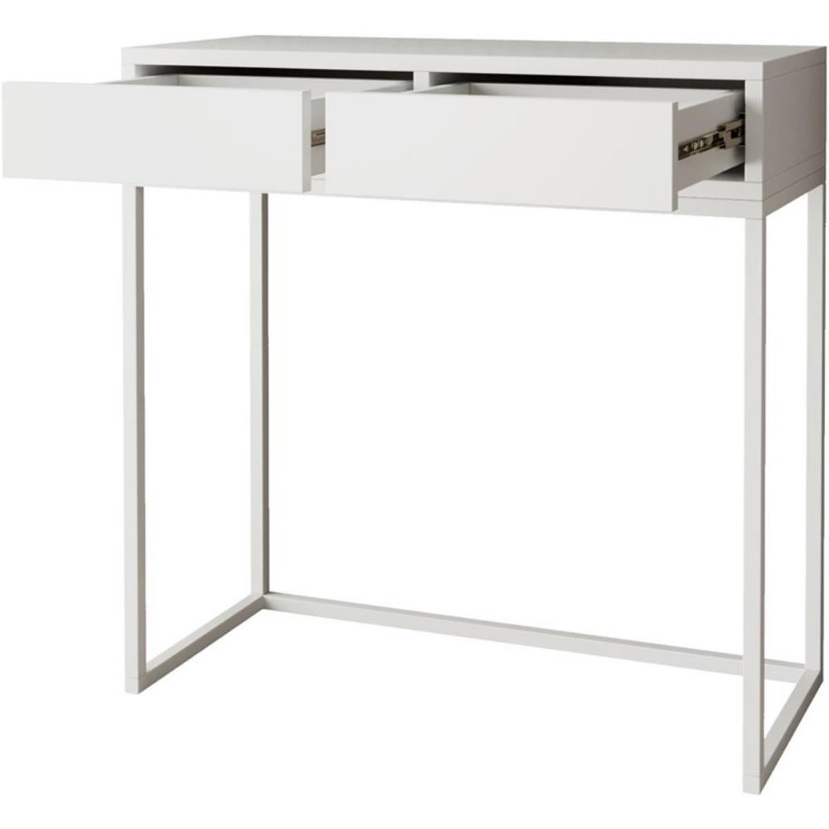 KONSOLENTISCH Lango 80/85/35 weiß mit weißen Matellbeinen - Weiß, Holzwerkstoff/Metall (35/80/85cm) - Beautysofa