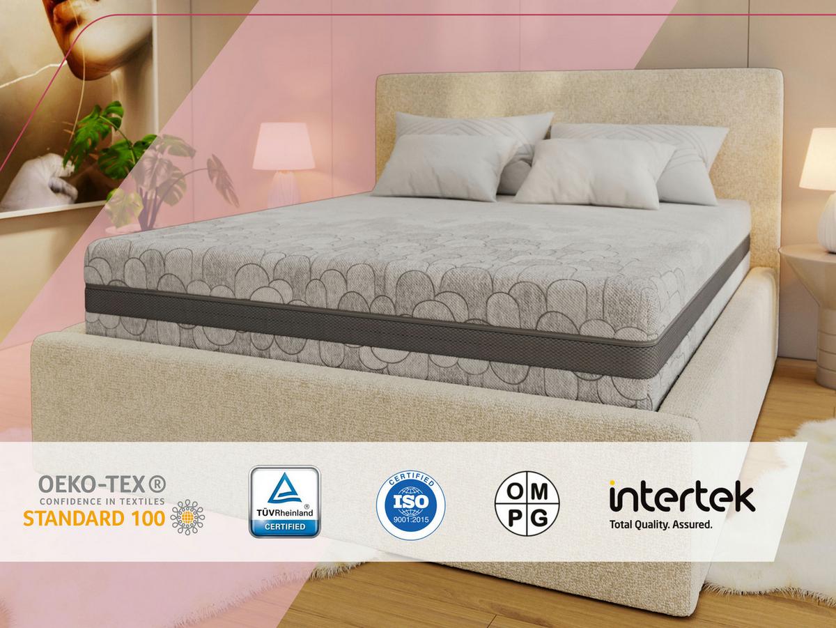 LATEXMATRATZE ROVO - 200/200 - H2 - Apri - Hellgrau, Textil (200/200cm) - MKS