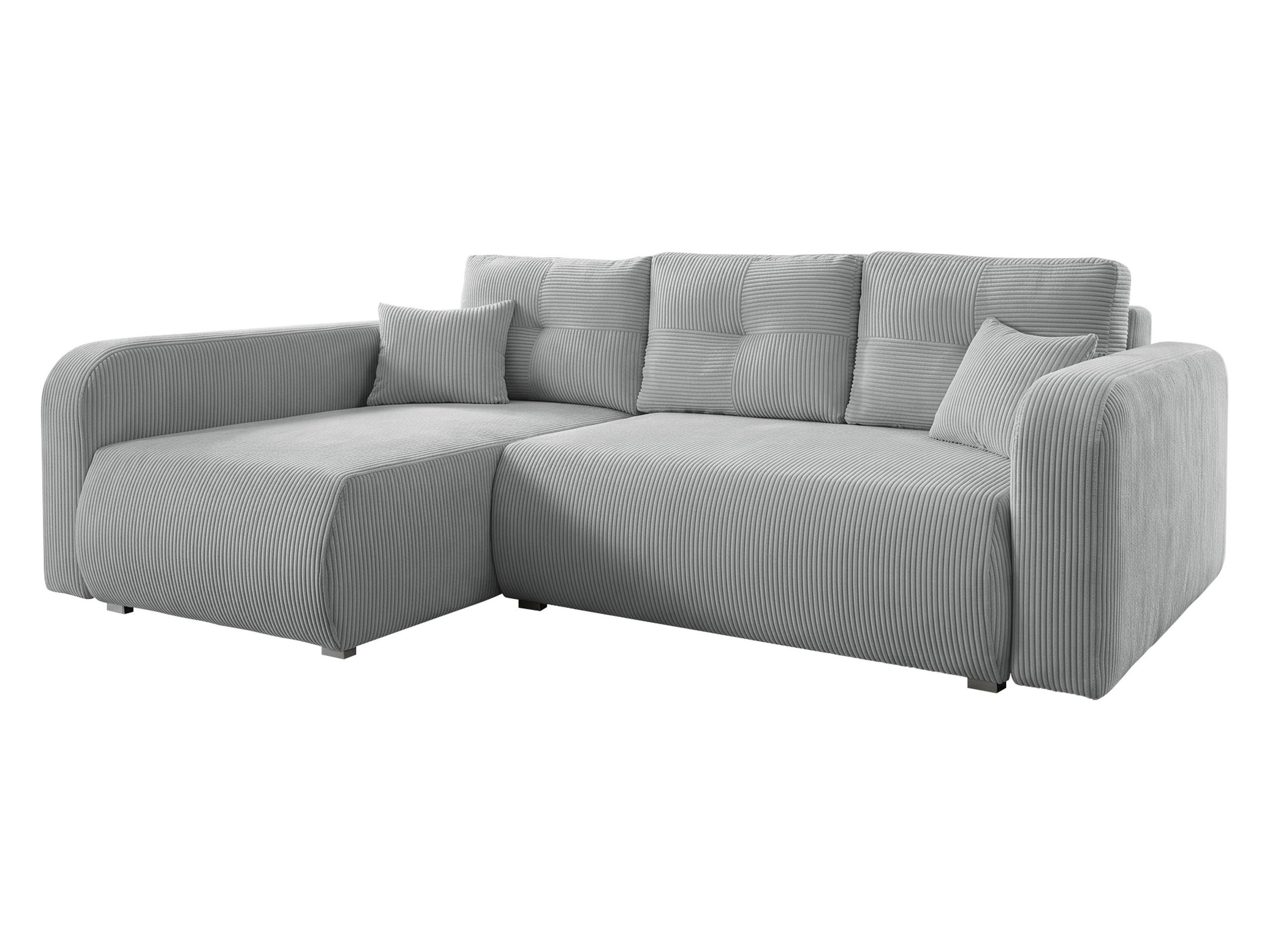 ECKSOFA Viena Cord, Seite: Links - Silberfarben/Hellgrau, Holz/Kunststoff (234/145cm) - MIRJAN24