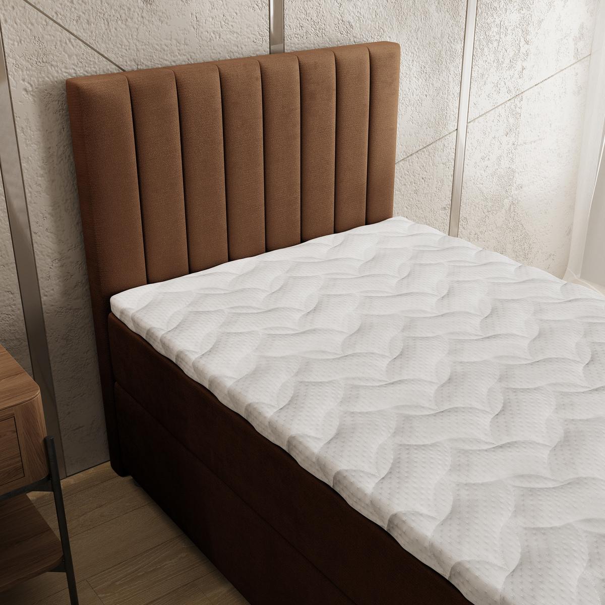 BOXBETT BRESEL 80 80x200 cm mit Matratze und Topper, H2+H3 - Braun - Braun, Holz (80/200cm) - MASSENO