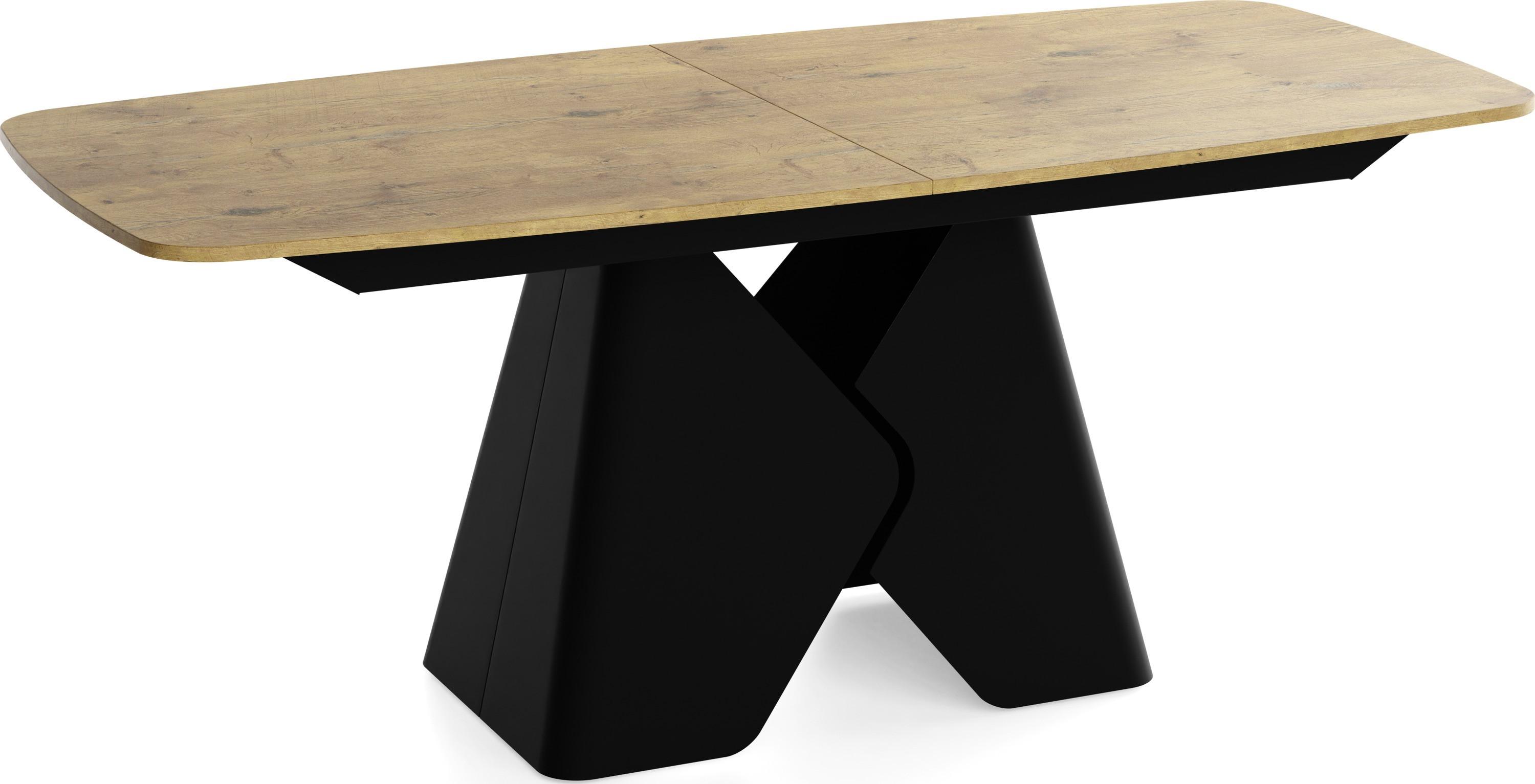 ESSTISCH Vanta rechteckig ausziehbar verlängerbar mit Schwarzem Metallgestell, Eiche Hell Braun 180-270/90/76 cm - Eichefarben/Schwarz, Holzwerkstoff/Metall (90/270/76cm) - WFL GROUP