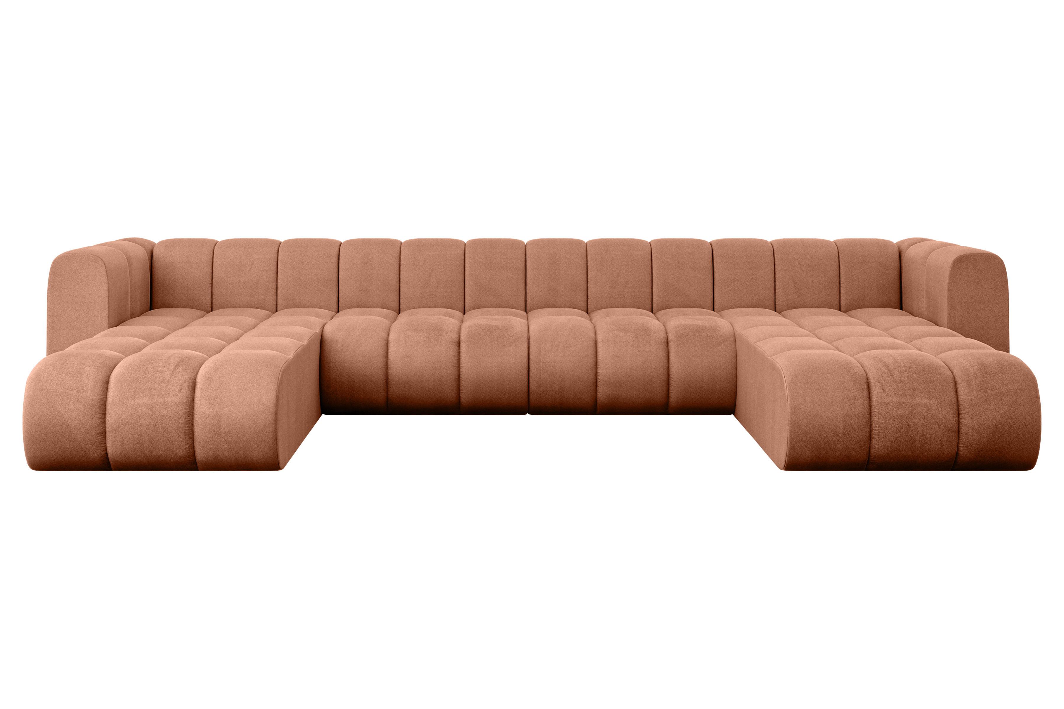WOHNLANDSCHAFT modulares Sofa Joren-U2 - 410x177x70 cm Apricot - Koralle, Holzwerkstoff/Textil (410/70/177cm) - ALTDECOR