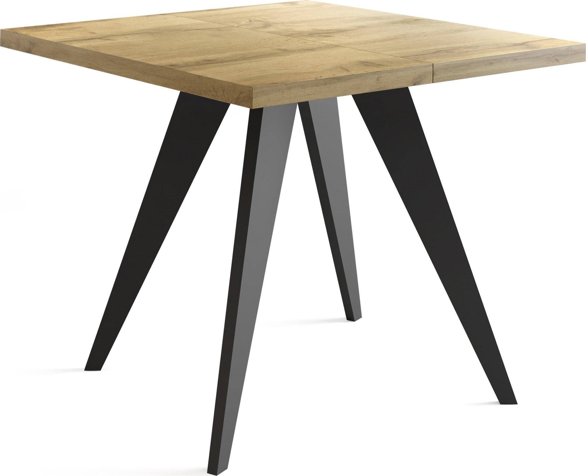 ESSTISCH Quadro quadratischer ausziehbarer, Wotan Eiche 100-150/100/76 cm - Eiche Wotan/Schwarz, Holz/Holzwerkstoff (100/150/76cm) - WFL GROUP