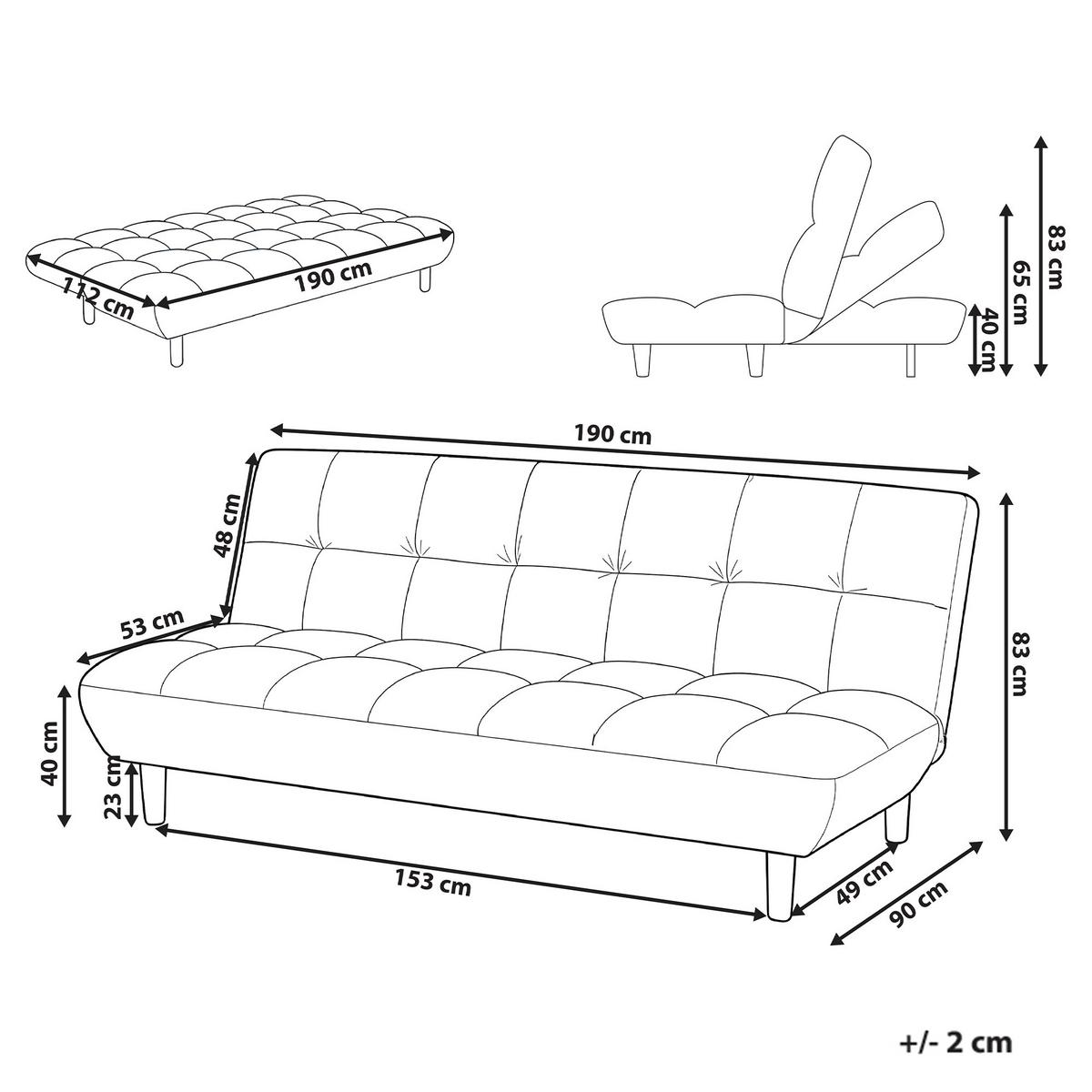 SCHLAFSOFA 2-Sitzer Stoff Goldbraun Risor - Goldfarben/Braun, Textil (190/83/90cm) - Beliani