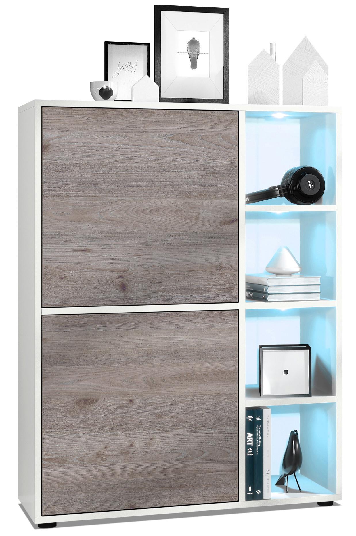 HIGHBOARD Cuba Türen in Eiche Nordic - Silbereichenfarben, Holzwerkstoff (79/105.5/35.5cm) - Vladon