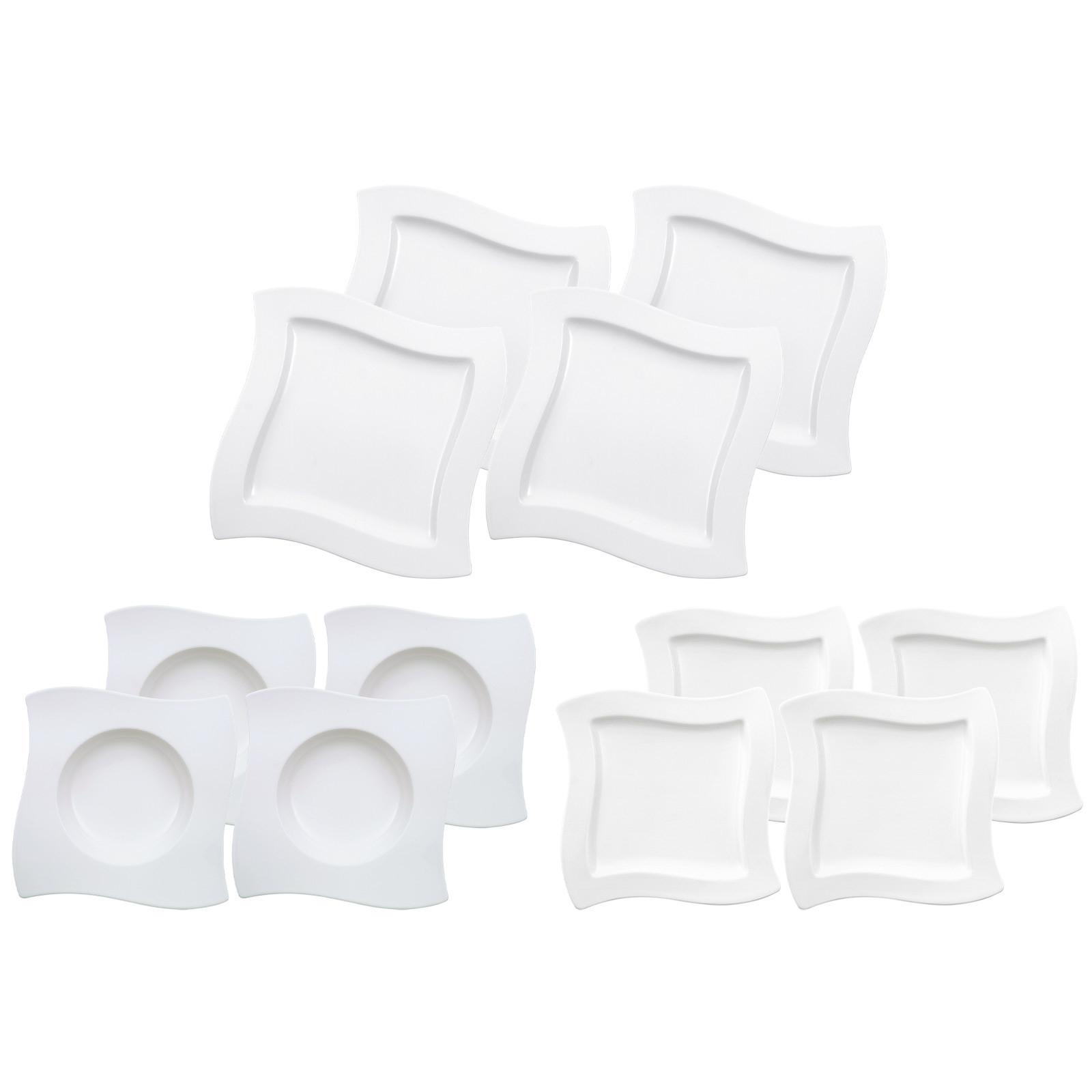 TELLERSET NewWave weiß 12-tlg. - Weiß, Keramik (2/2/2cm) - Villeroy & Boch