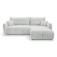 ECKSOFA MODA E Hellgrau Geflochtener Stoff mit Schlaffunktion - Hellgrau, Holz (257/177cm) - MASSENO