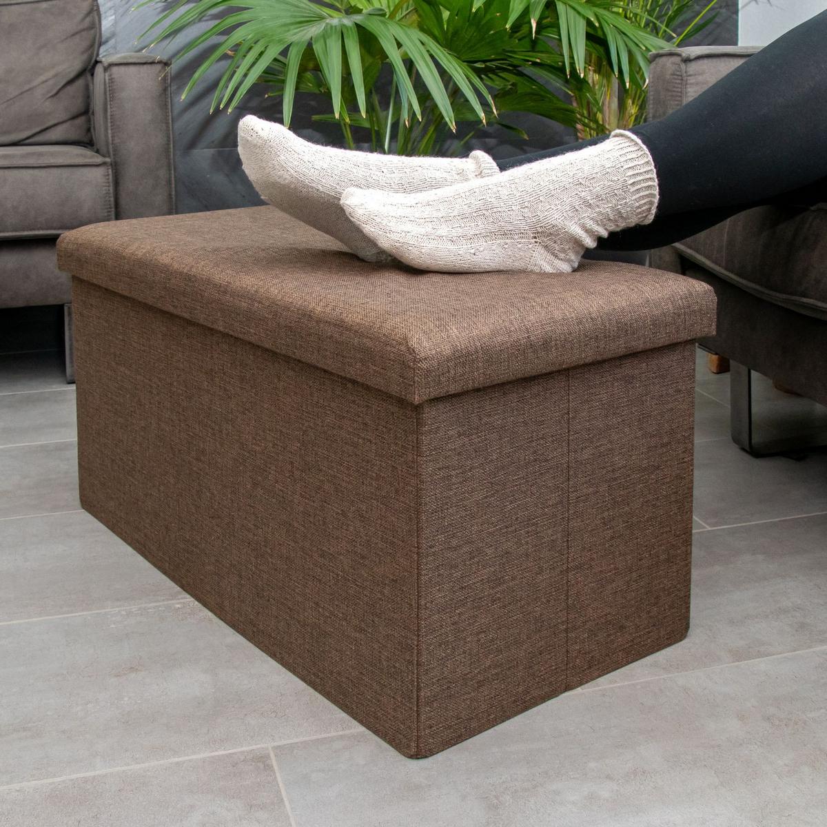 SITZBANK Faltbar in Leinen Optik 78/38/38 cm (Braun) - Braun, Textil (78/38/38cm) - Intirilife