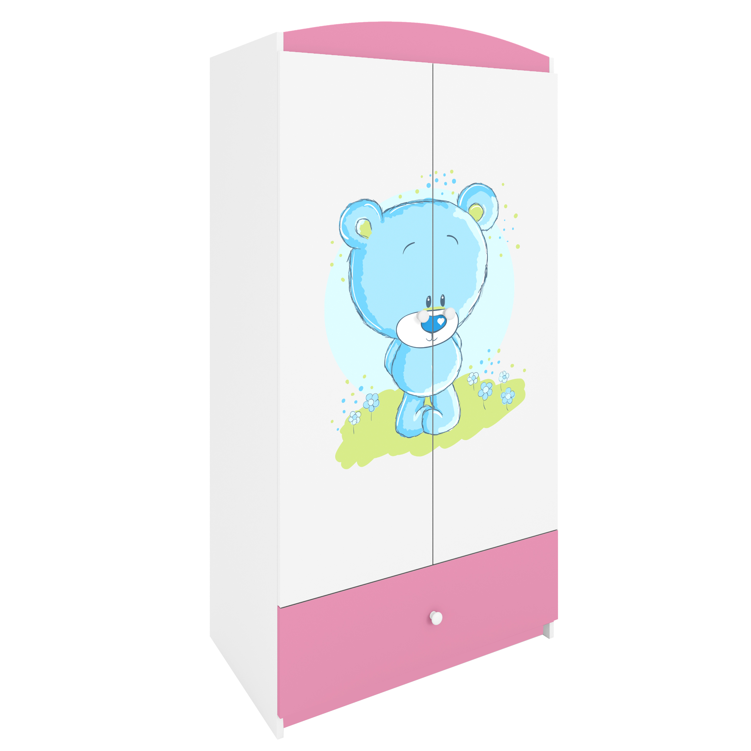 KINDERKLEIDERSCHRANK Blaubär - Hellrosa, Holzwerkstoff (90/175/52cm) - RAUMHIRSCH FURNITURE