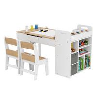 KINDERTISCHE mit Stühlen natur(3-tlg) - Naturfarben, Holzwerkstoff (120/75/60cm) - COSTWAY