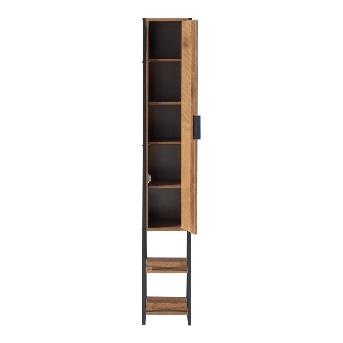 HOCHSCHRANK Namsskogan - Walnussfarben/Schwarz, Holzwerkstoff/Metall (24/160/30cm) - [en.casa]