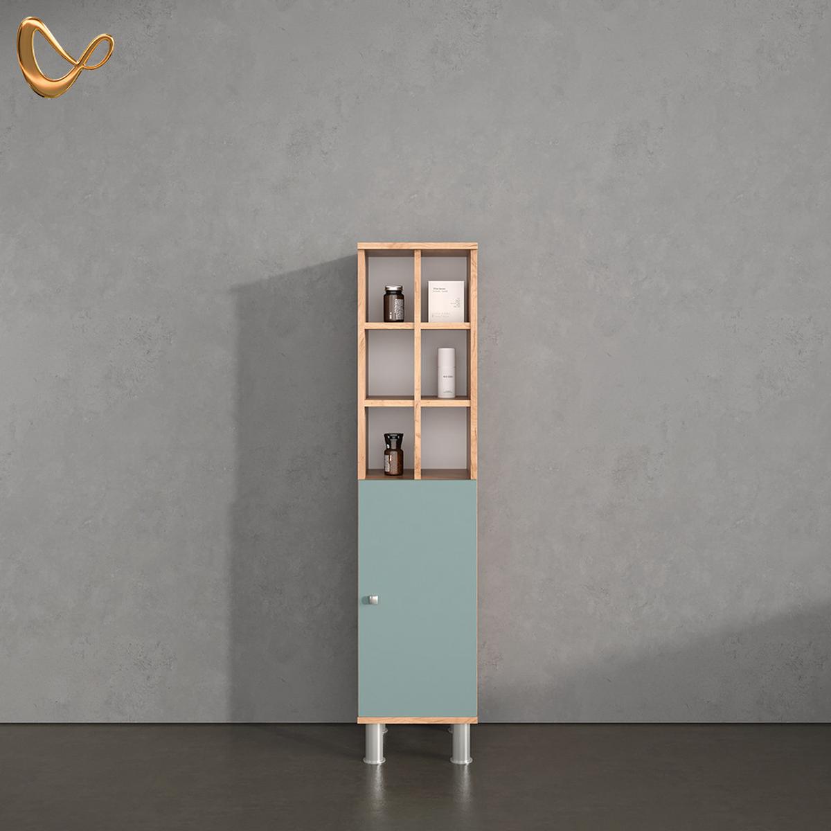 MIDISCHRANK Fucino Grün 30 x 130.6 cm große Tür - Grün, Holzwerkstoff (30/130.6/30cm) - Livinity®