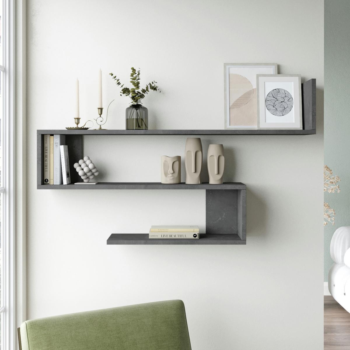 WANDREGAL Kitee - Grau, Holzwerkstoff (120/71.5/14.5cm) - [en.casa]