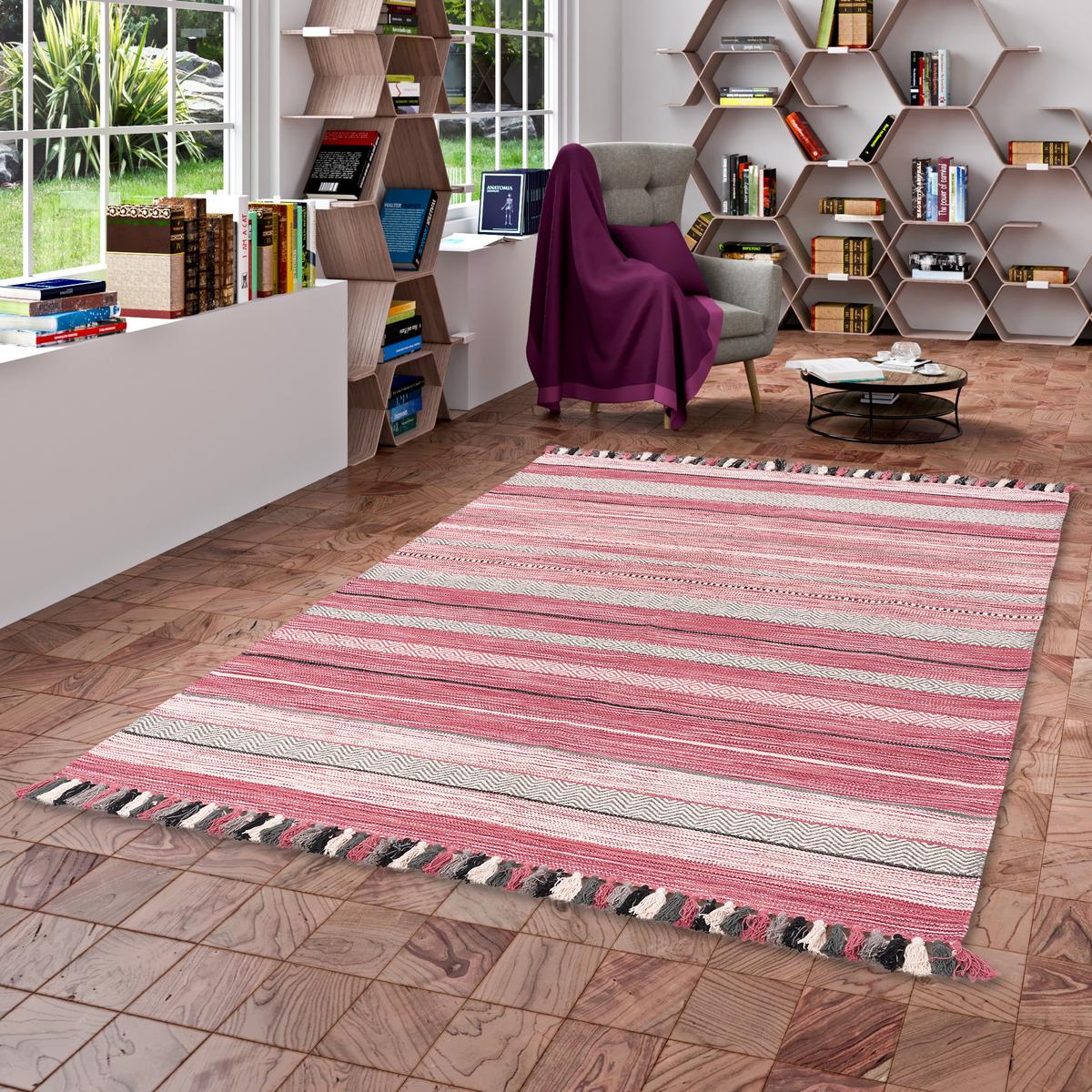 NATUR TEPPICH KELIM KALLEEN - Rosa, Textil (200/300cm) - Pergamon