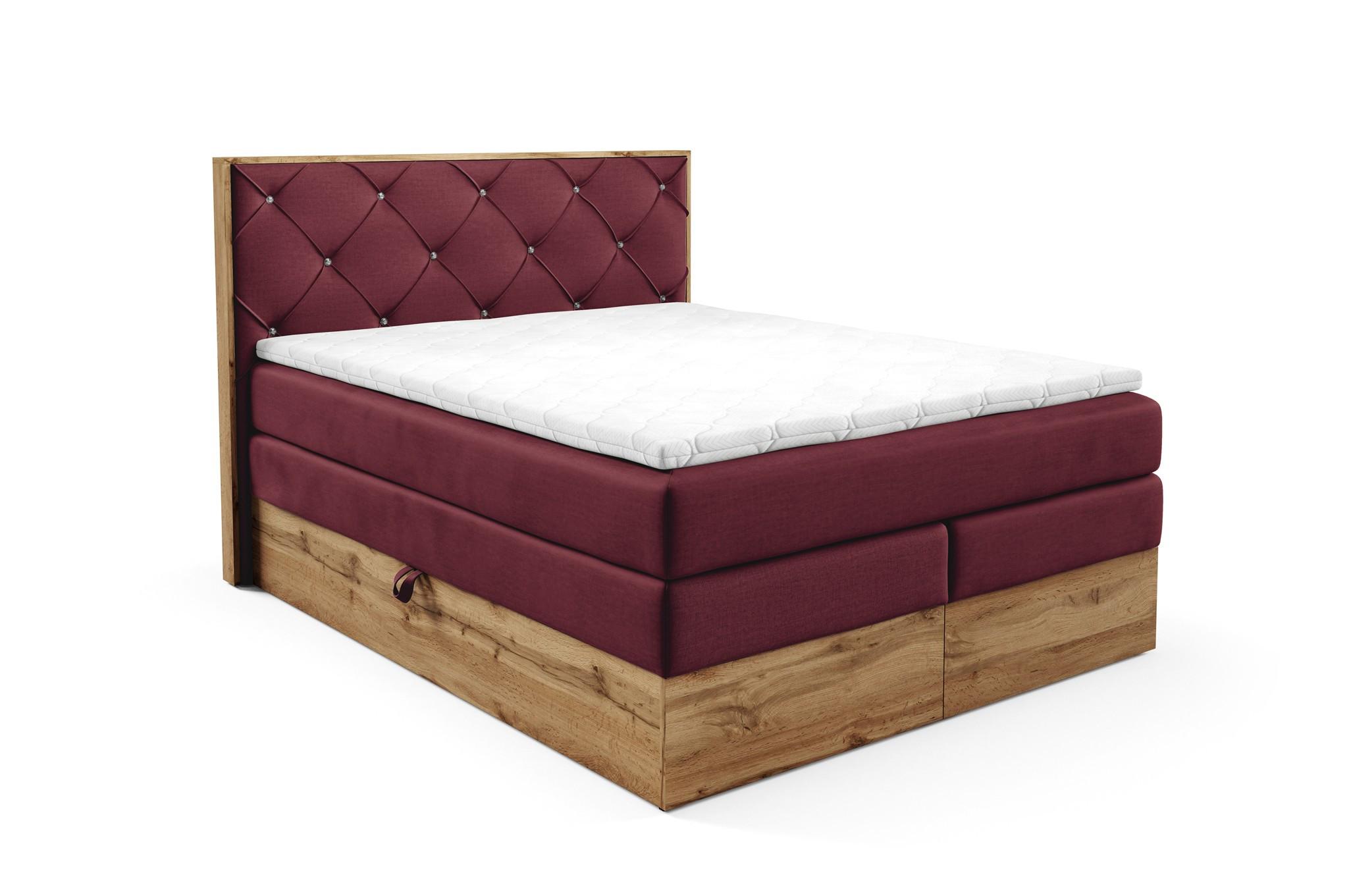 BOXSPRINGBETT Navel - Bordeaux, Holzwerkstoff/Textil (140/200cm) - Fun Möbel