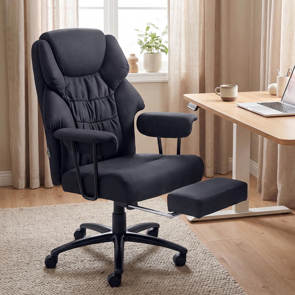 BÜROSTUHL mit Massagefunktion Schwarz - Schwarz, Textil (72/122.5/77cm) - HOMCOM